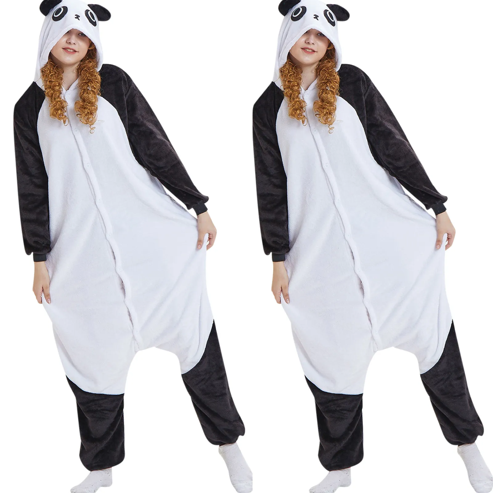 

Onesie Women Flannel Cartoon Panda Shape Pajamas kigurumi Kawaii Lovely Keep Warm Pajamas sonic
